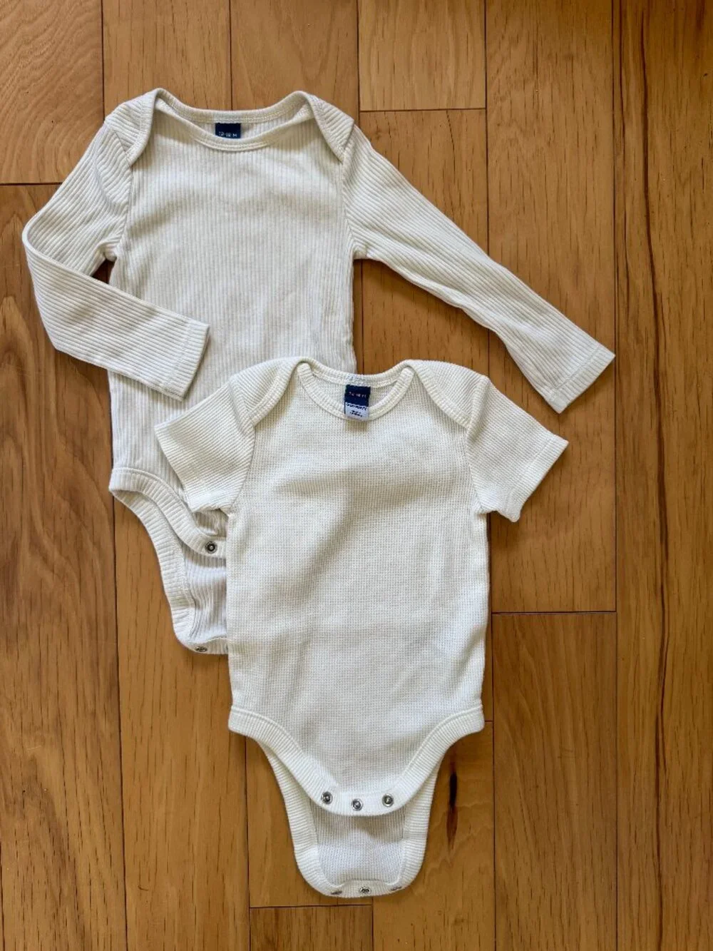 Old Navy 2-Pack Bodysuits | Long Sleeve & Short Sleeve | Off-White | 12–18 Month